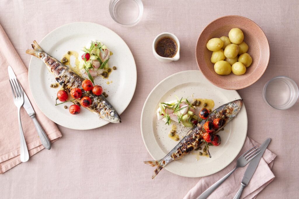 Grillad sommarsill med omrörd färskost och brynt smör SILD 20277 1024x683